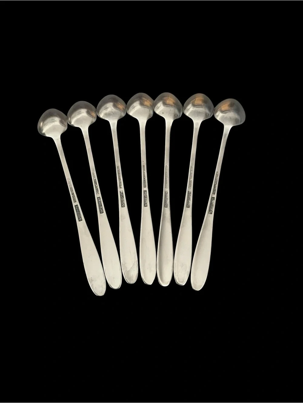 VTG Nasco Narcissus Japan Embossed Floral Set of 7 Long Handle Teaspoons Ice Tea